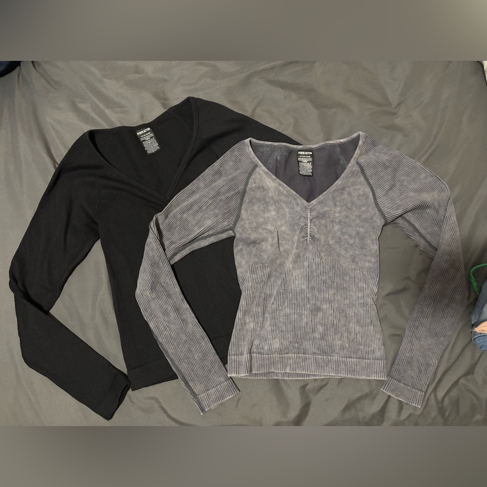 PINK Active Black and Gray Tops